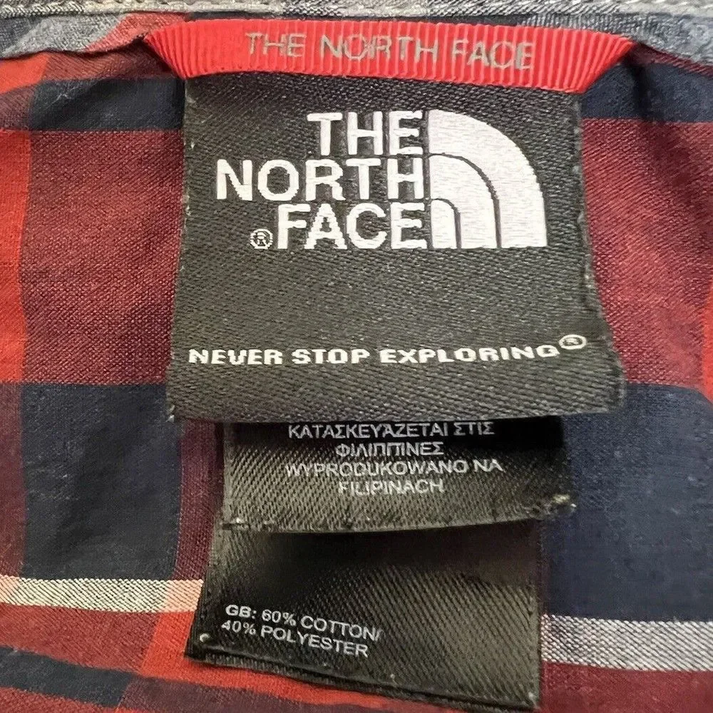 The North Face Mens Short Sleeve Red‎ Plaid Button Up Shirt Size XL